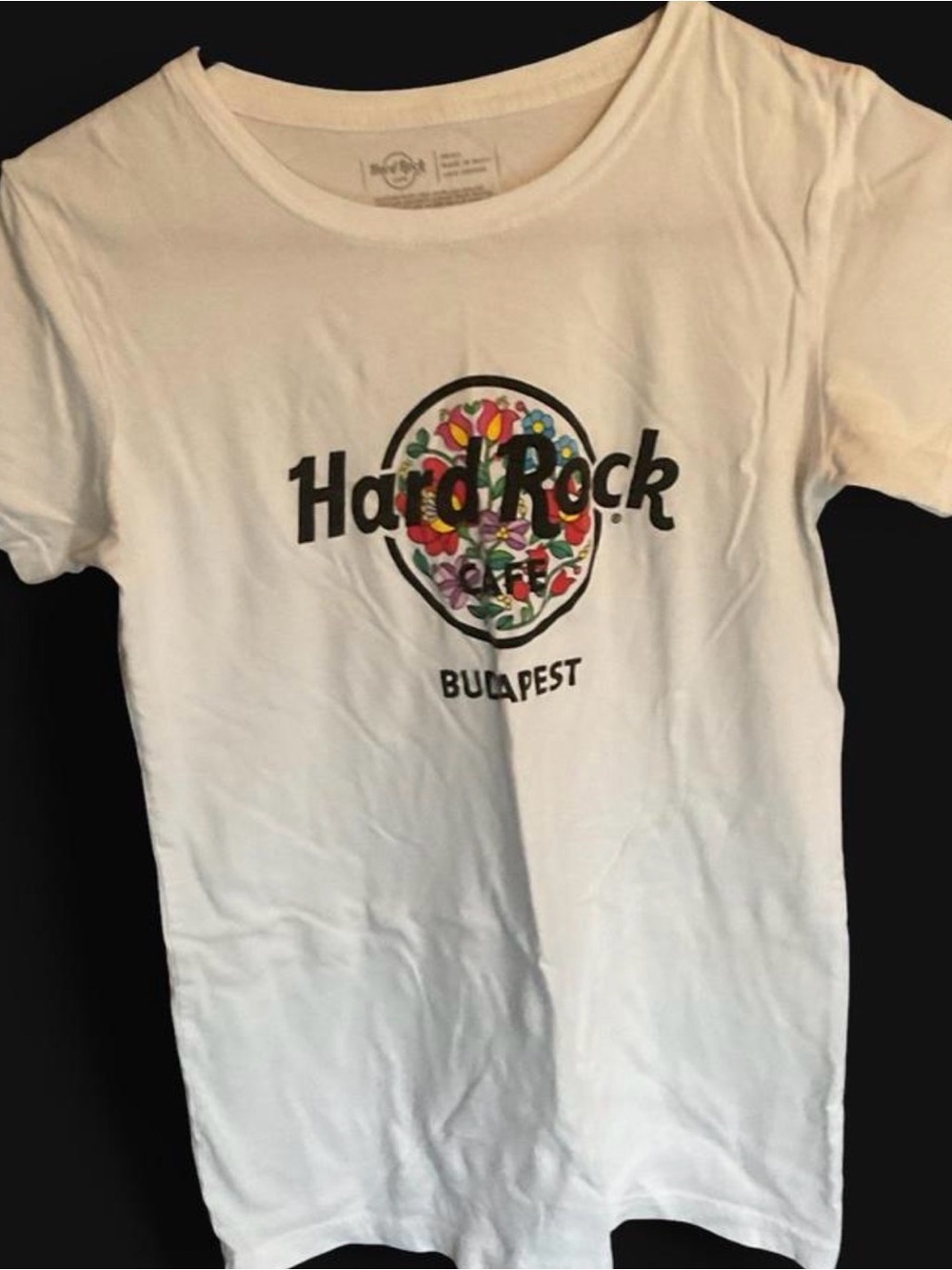 Hard Rock Cafe Budapest T-Shirt S White Floral Traveler Souvenir Tourist Tee